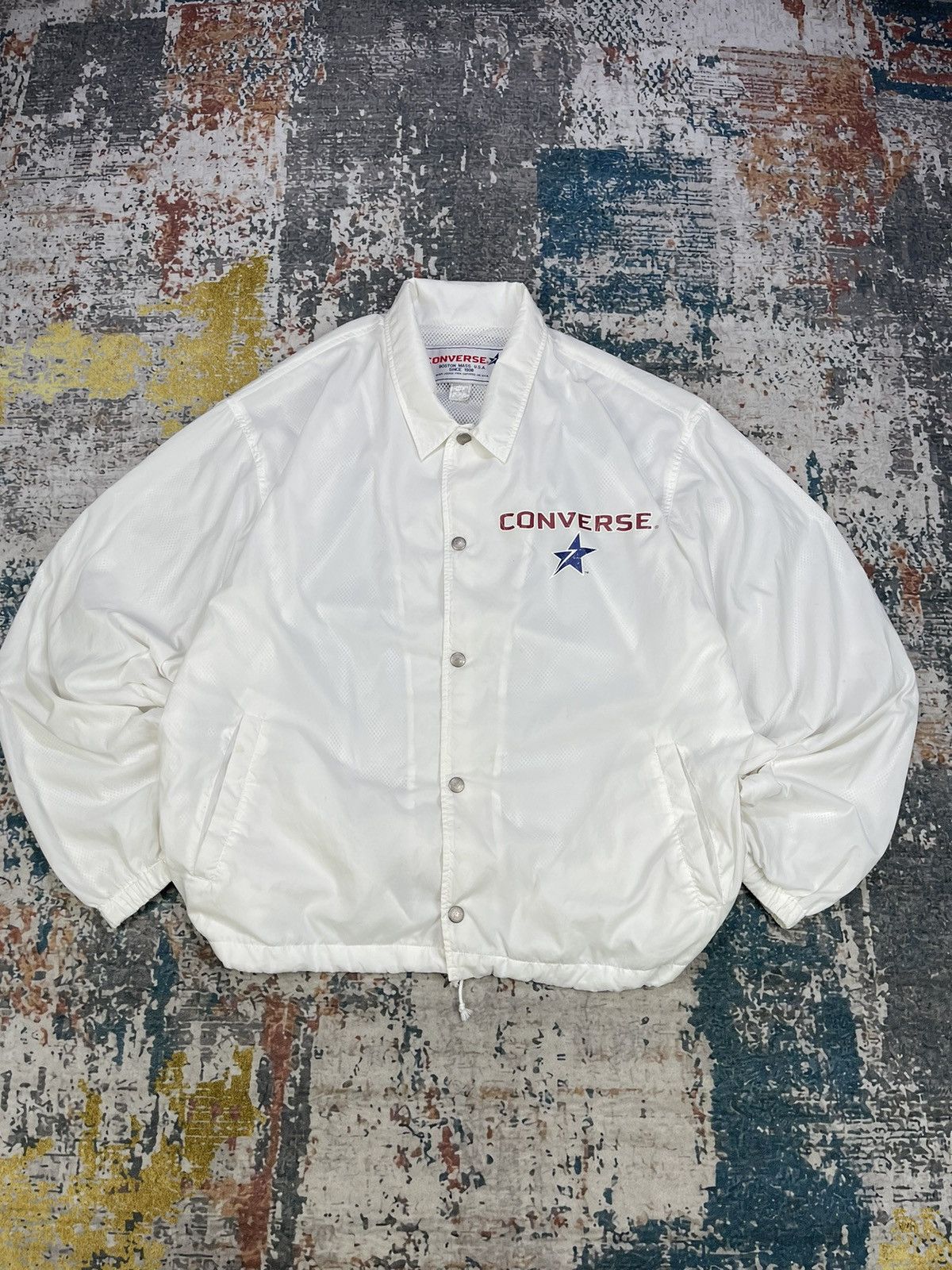 Converse Vintage Converse Side Chest Logo Button Up Coach Jackets Size US L / EU 52-54 / 3 - 1 Thumbnail