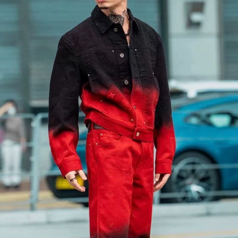 Louis Vuitton Louis Vuitton Black and red gradient denim jacket Size US S / EU 44-46 / 1 - 5 Thumbnail