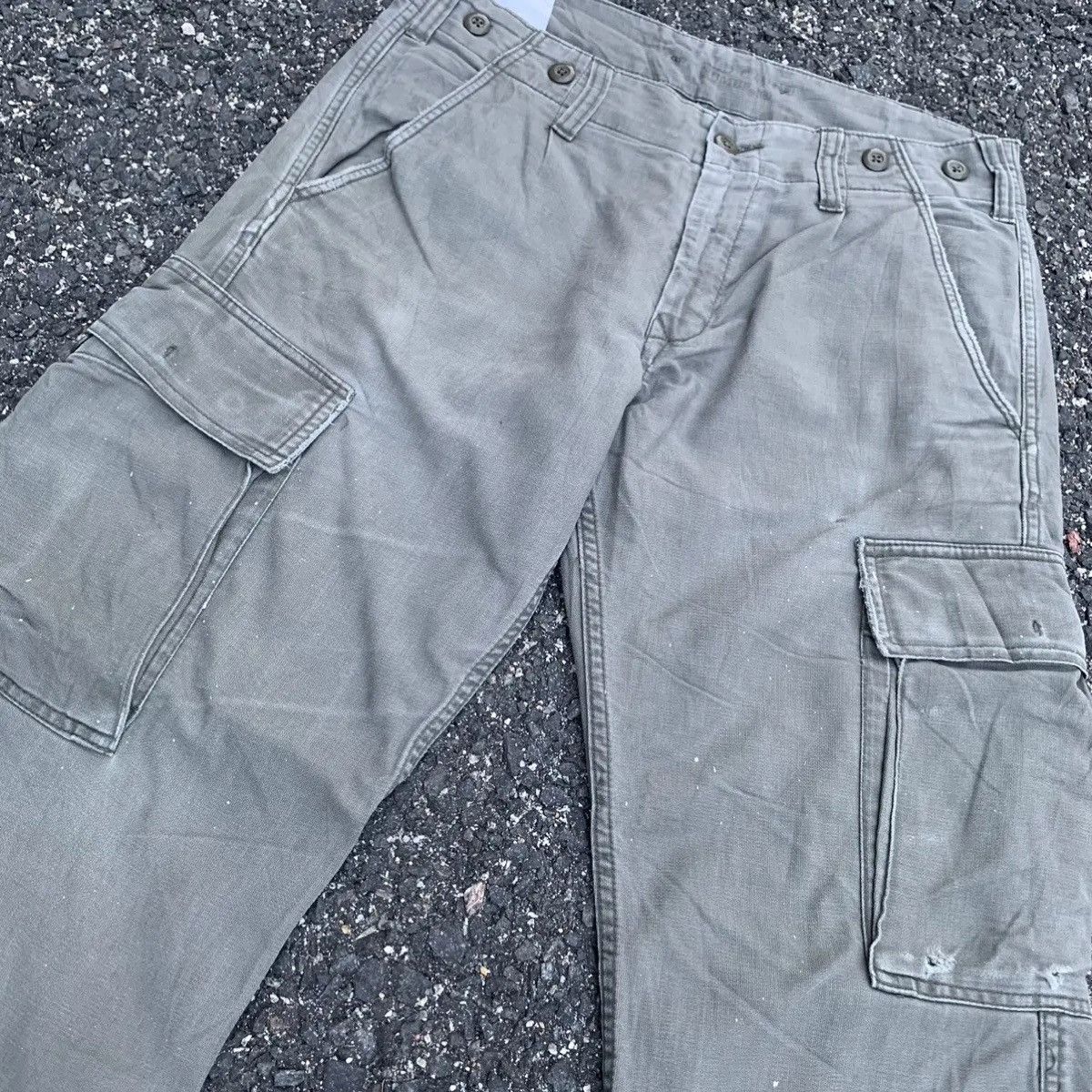 Japanese Brand Back Number Utility Faded Tactical Heavy Cotton Cargo Pants Size US 32 / EU 48 - 4 Thumbnail