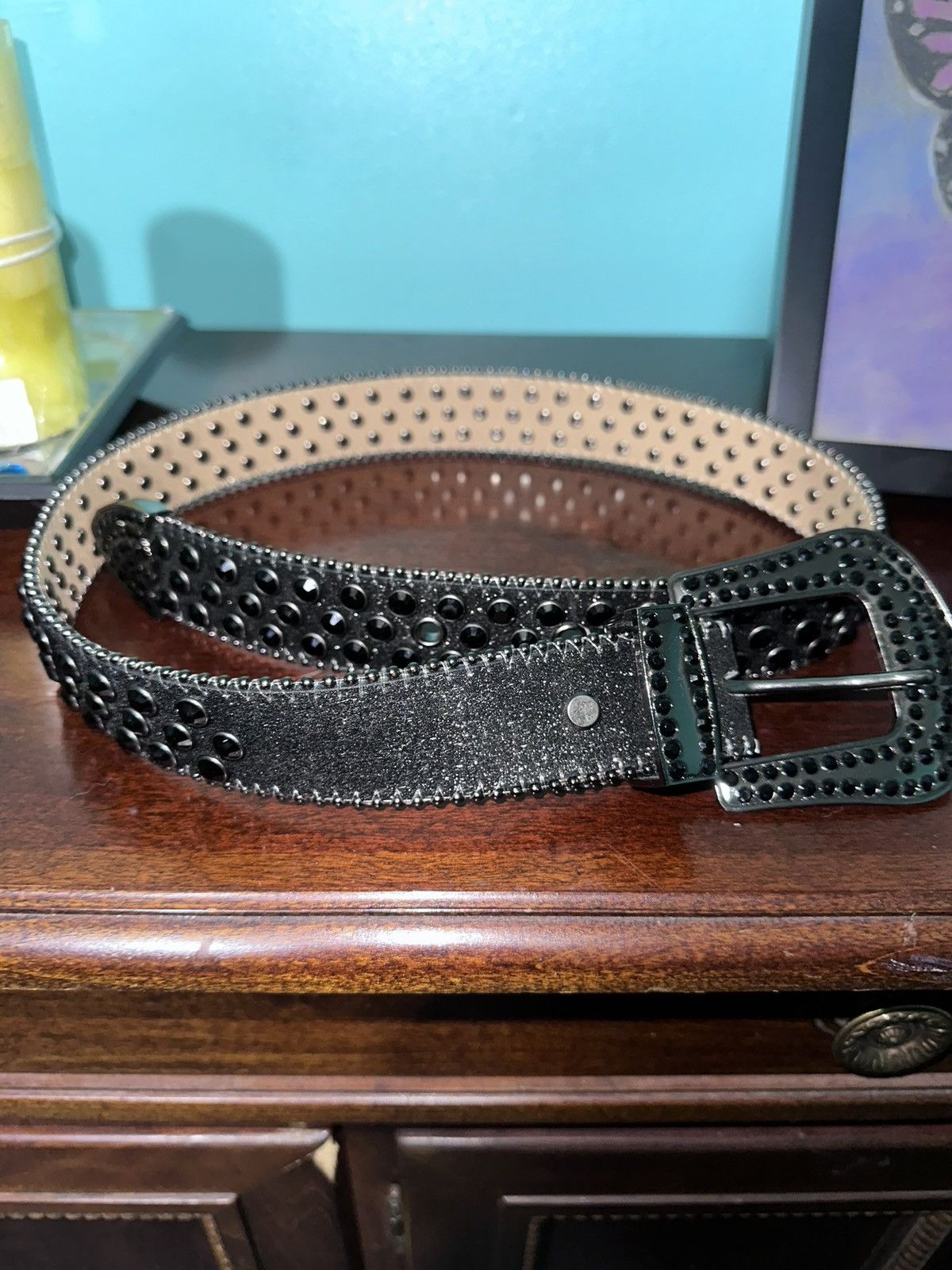 Other Black Studded Rhinestone Belt Size 40 - 1 Thumbnail