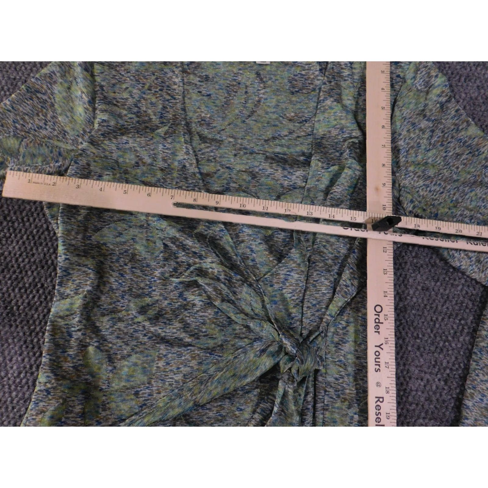Coldwater Creek Coldwater Creek Blouse Womens Large Green Floral Tie Neck V-Neck Stretch Short? Wait. Size L / US 10 / IT 46 - 5 Thumbnail