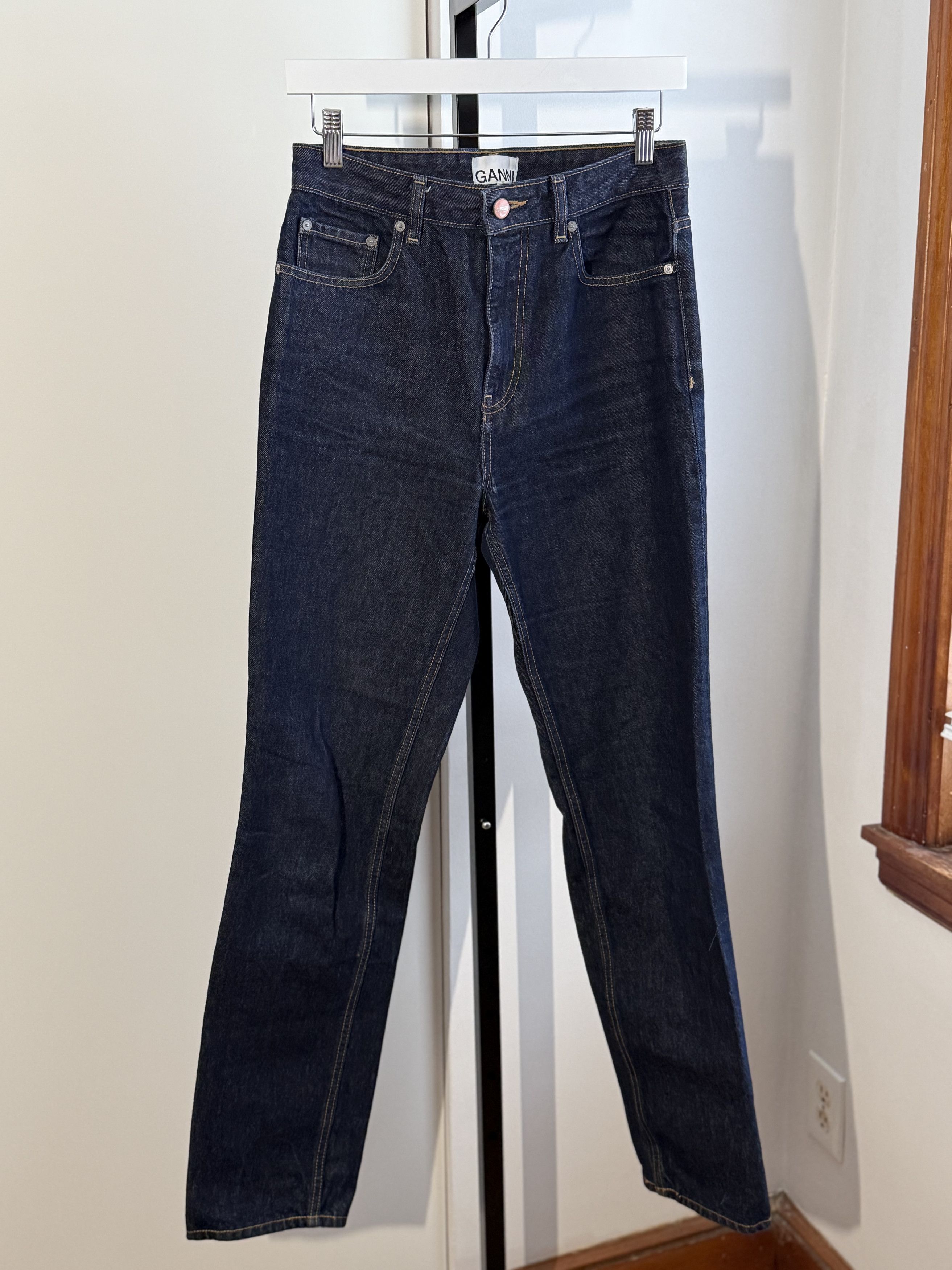 Ganni GANNI Stary Barrel Jeans in Dark Blue Size 28" / US 6 / IT 42 - 1 Thumbnail