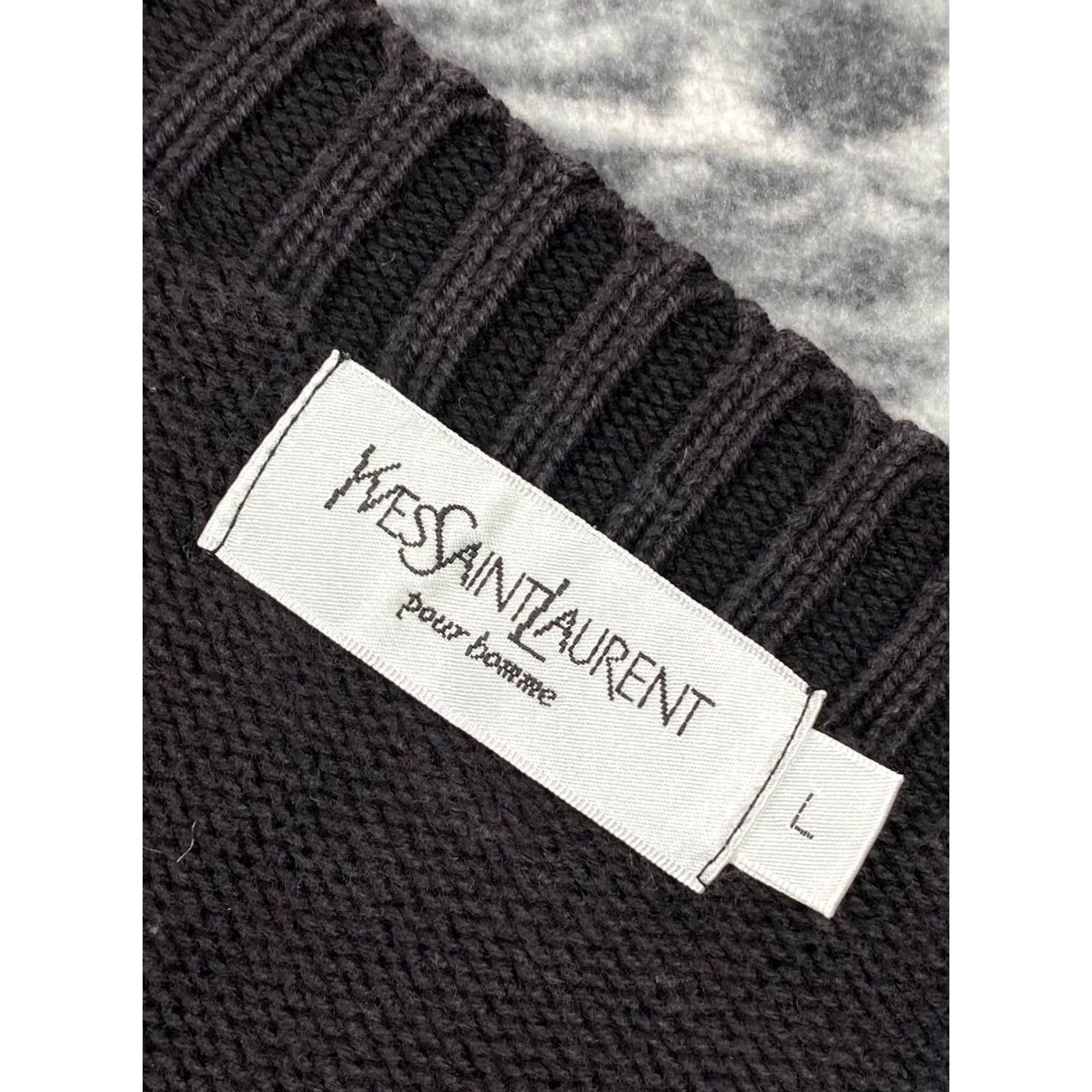 Yves Saint Laurent VINTAGE Saint Laurent YSL Knit Sweater Pullover V-Neck Men L Black 90s Logo Size US L / EU 52-54 / 3 - 7 Thumbnail
