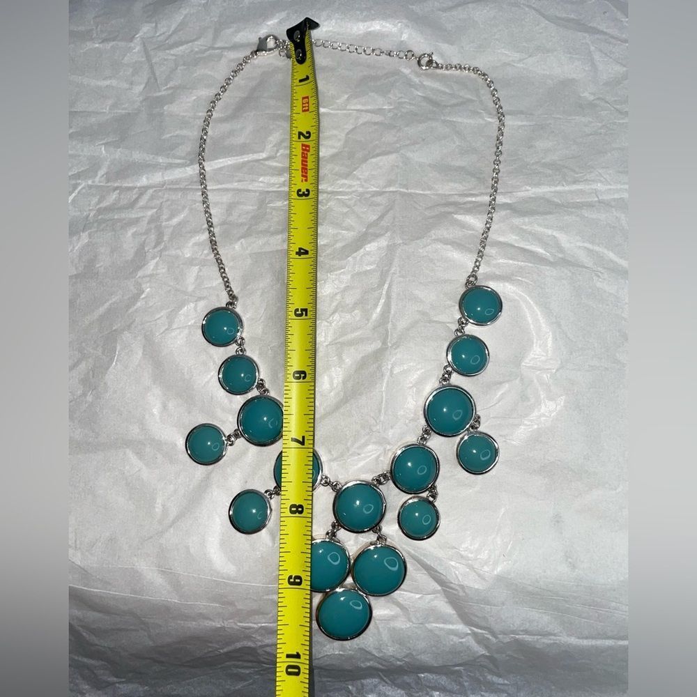 Other Turquoise & Silver Fashion Statement Necklace Size ONE SIZE - 3 Thumbnail