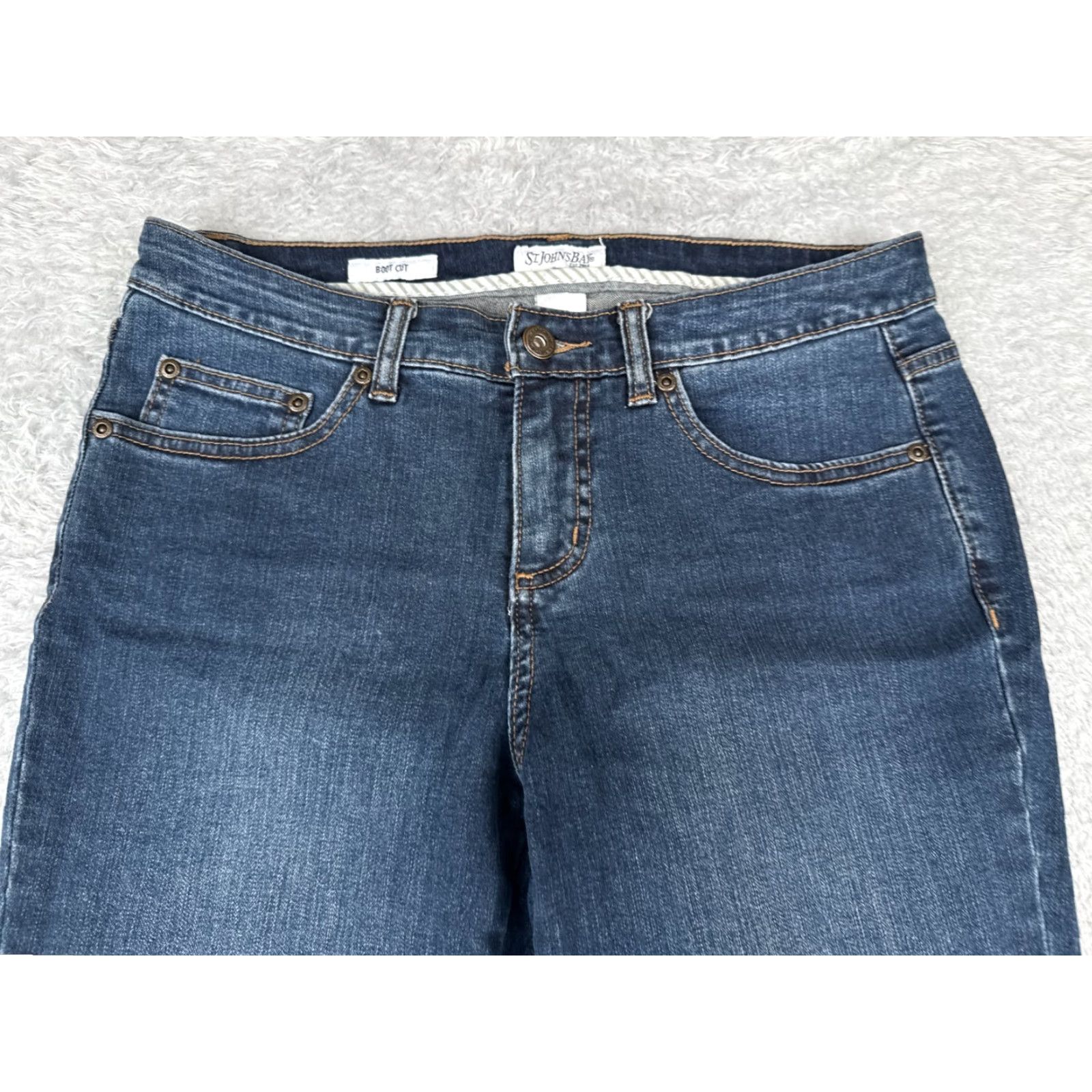 Vintage St. John's Bay Women's Bootcut Jeans 4P Blue Denim Dark Wash 29x29 Size 27" / US 4 / IT 40 - 4 Thumbnail