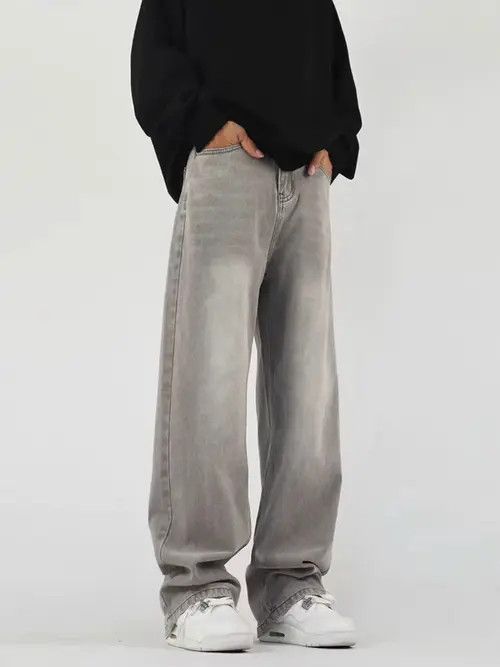 Japanese Brand Retro high street smoke gray baggy jeans Size US 31 - 3 Thumbnail