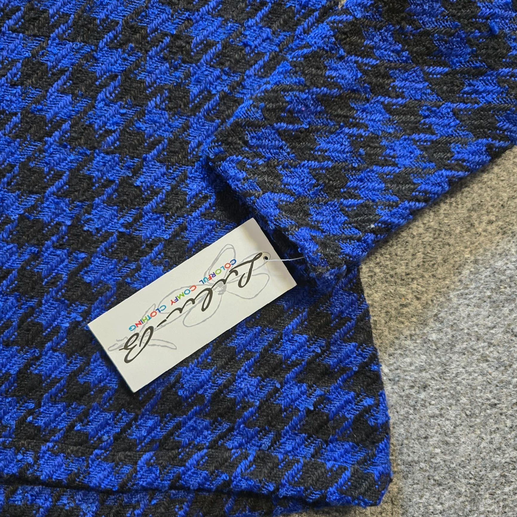 Vintage Lulu B Sweater Women XS Blue Black Houndstooth Cowl Neck Long Sleeve Casual Pullover Knit Heavyweight Winter Fall Spring Size XS / US 0-2 / IT 36-38 - 4 Thumbnail