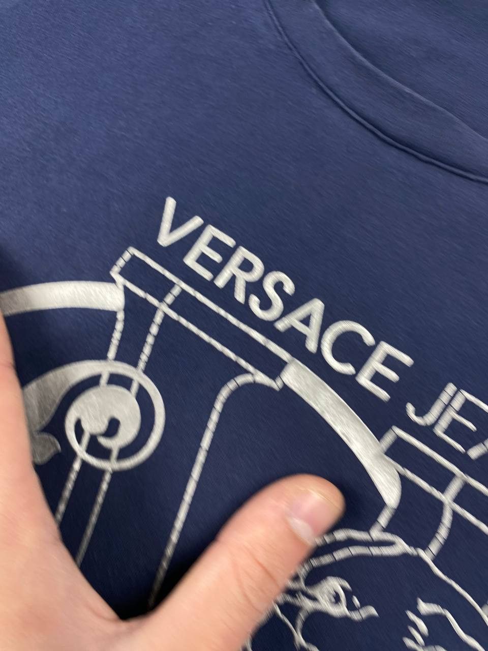 Versace Versace Jeans Big Logo Long Sleeve Men Size S Blue Size US S / EU 44-46 / 1 - 2 Thumbnail
