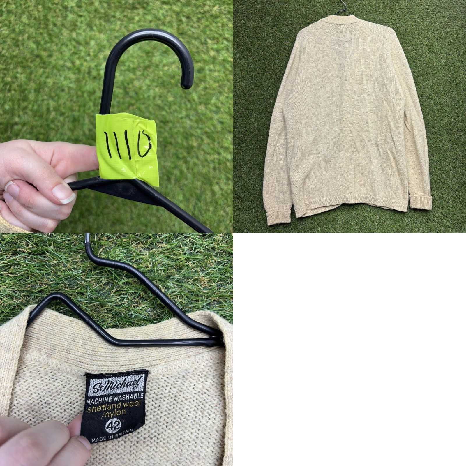 Vintage VINTAGE St Michael Cardigan Mens L Beige Wool 42 90s UK 80s 90s Size US L / EU 52-54 / 3 - 8 Thumbnail