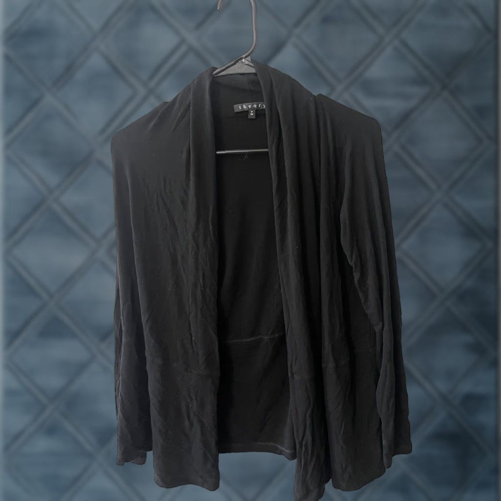 Theory Theory Cardigan Open Front Women Black Solid size P Size XXS / US 00 / IT 34 - 1 Thumbnail