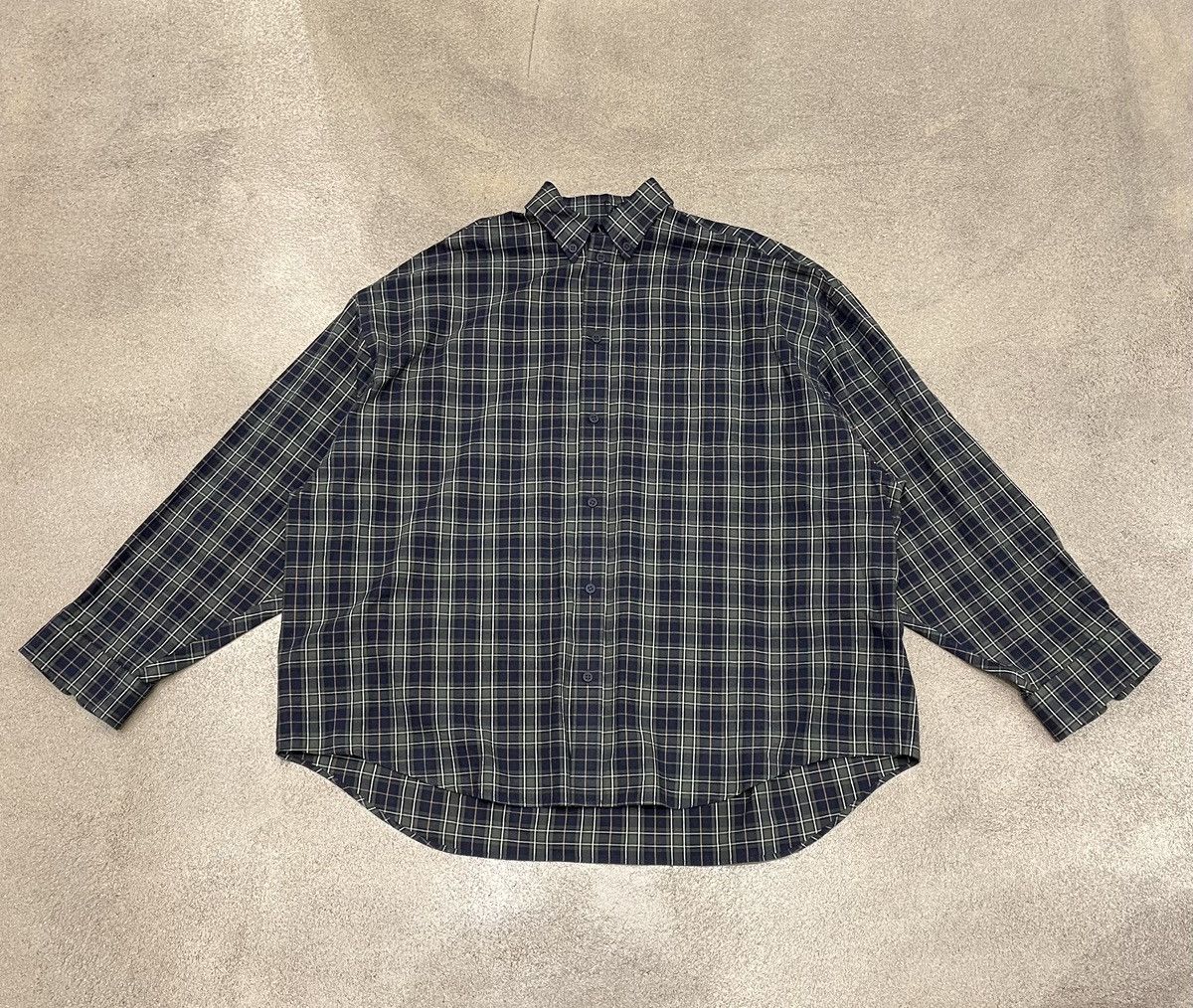image of Balenciaga Oversized Checked Shirt in Green, Men's (Size Medium)