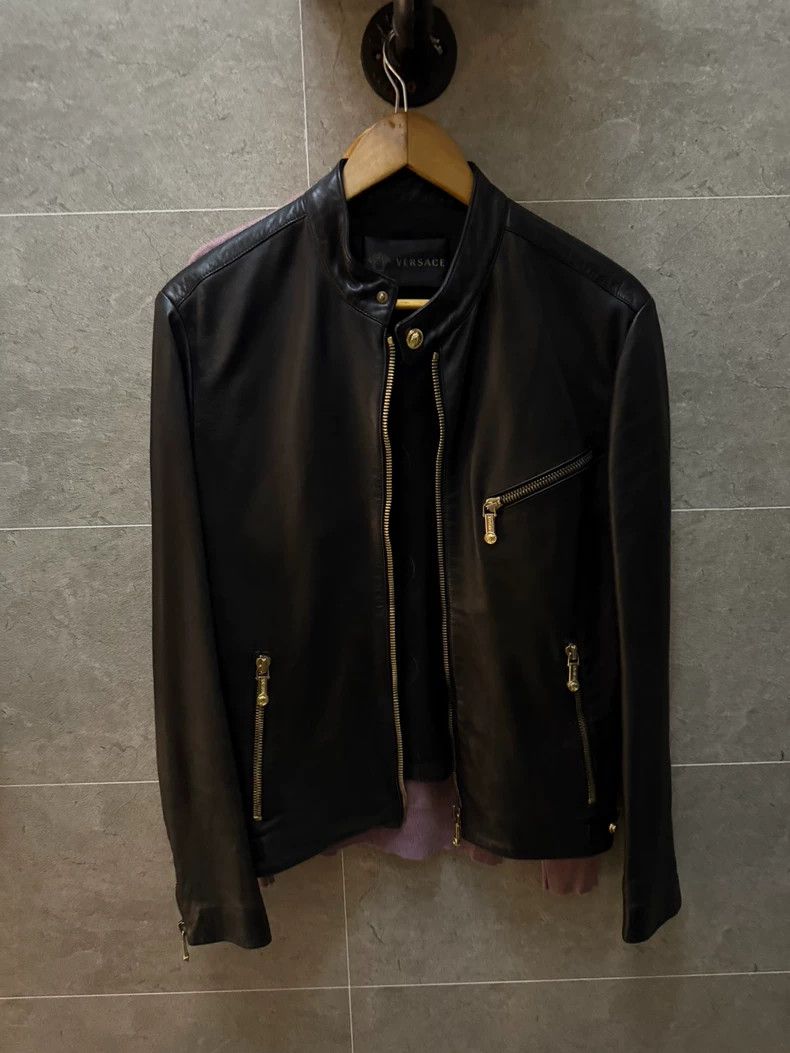 Versace Slim-fit leather jacket