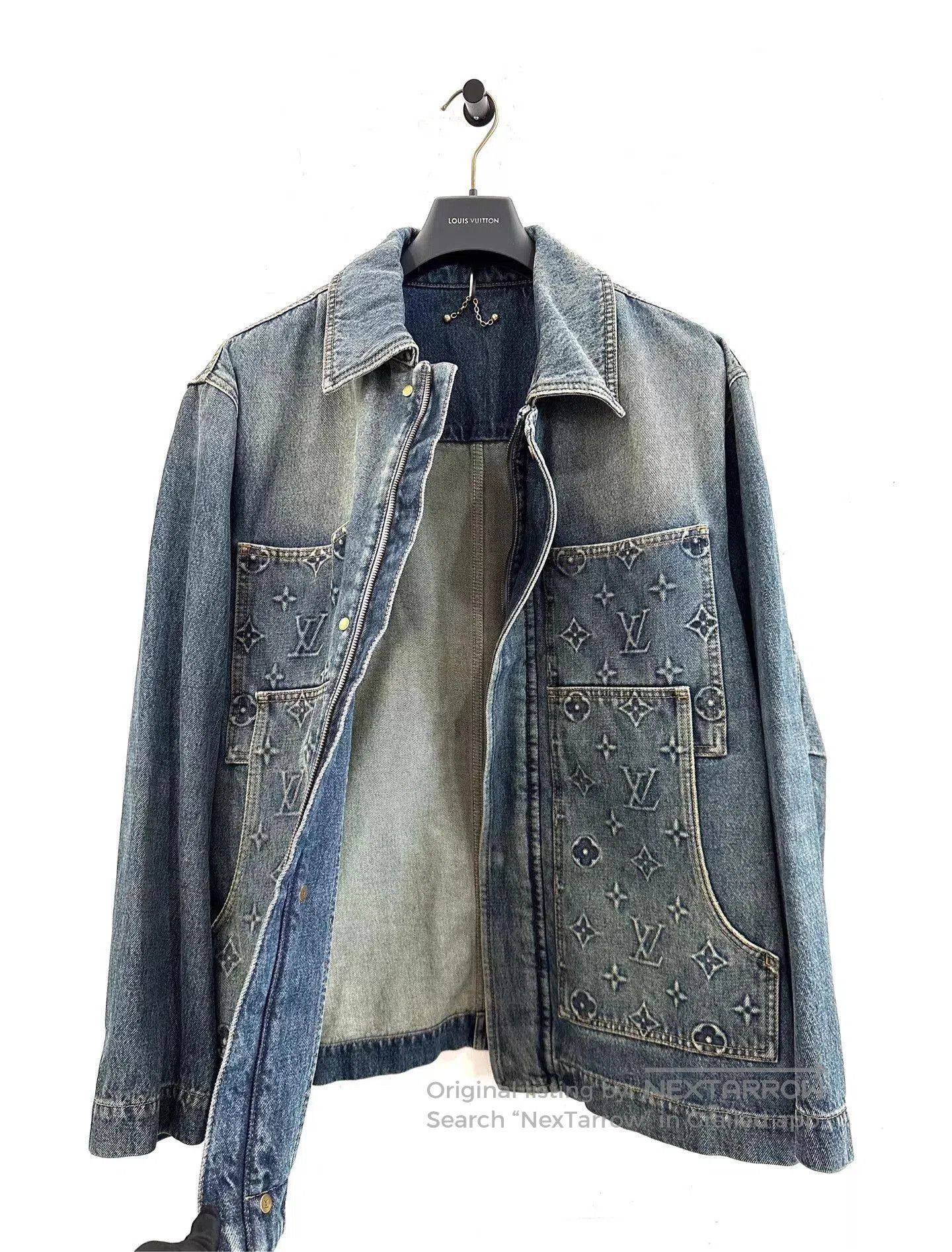 Louis Vuitton Blue Denim Jacket with Patterned Pockets . Size US L / EU 52-54 / 3 - 4 Thumbnail