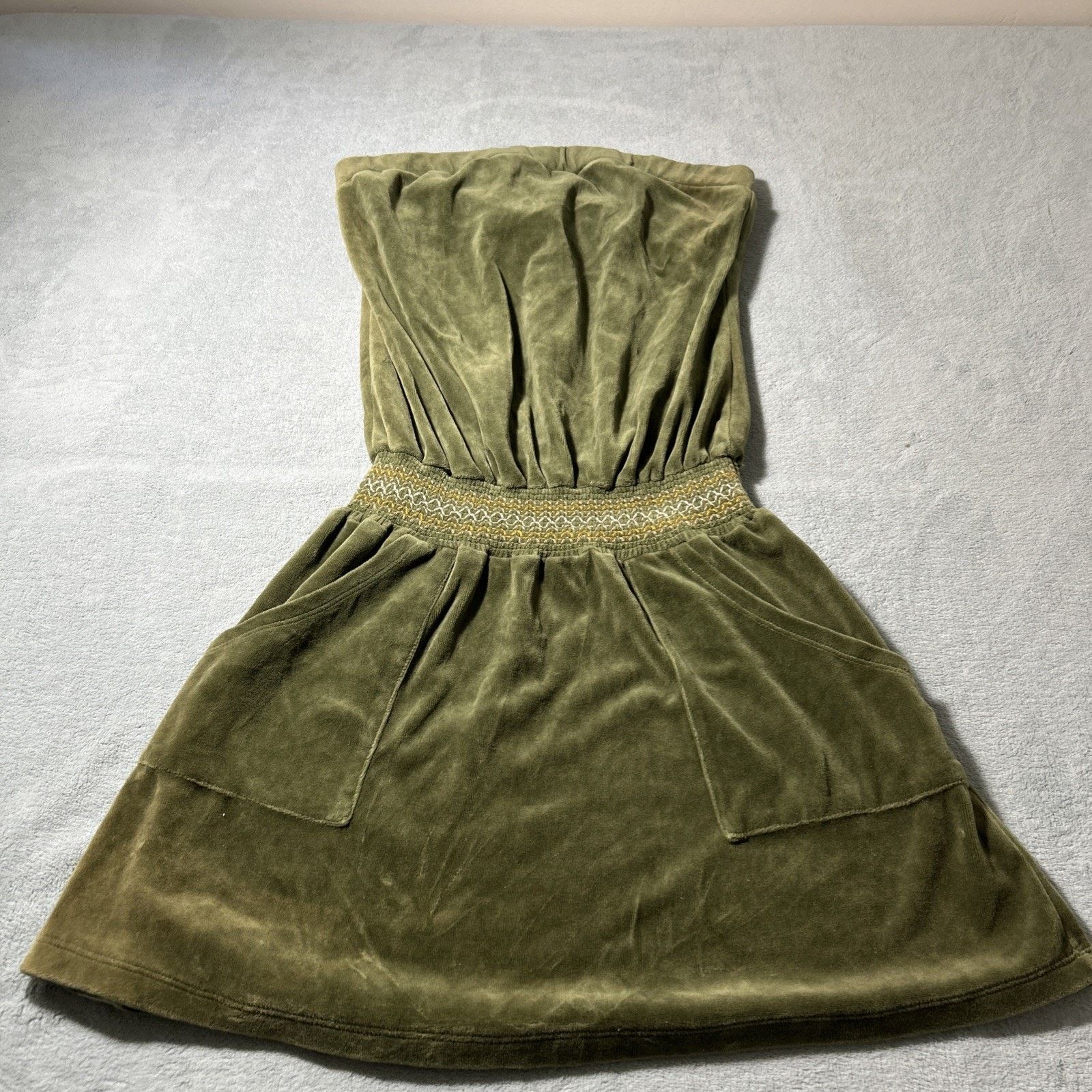 Mossimo Peplum Top Velour Dress Skirt One Piece Womens Medium Green Size 22" - 1 Thumbnail