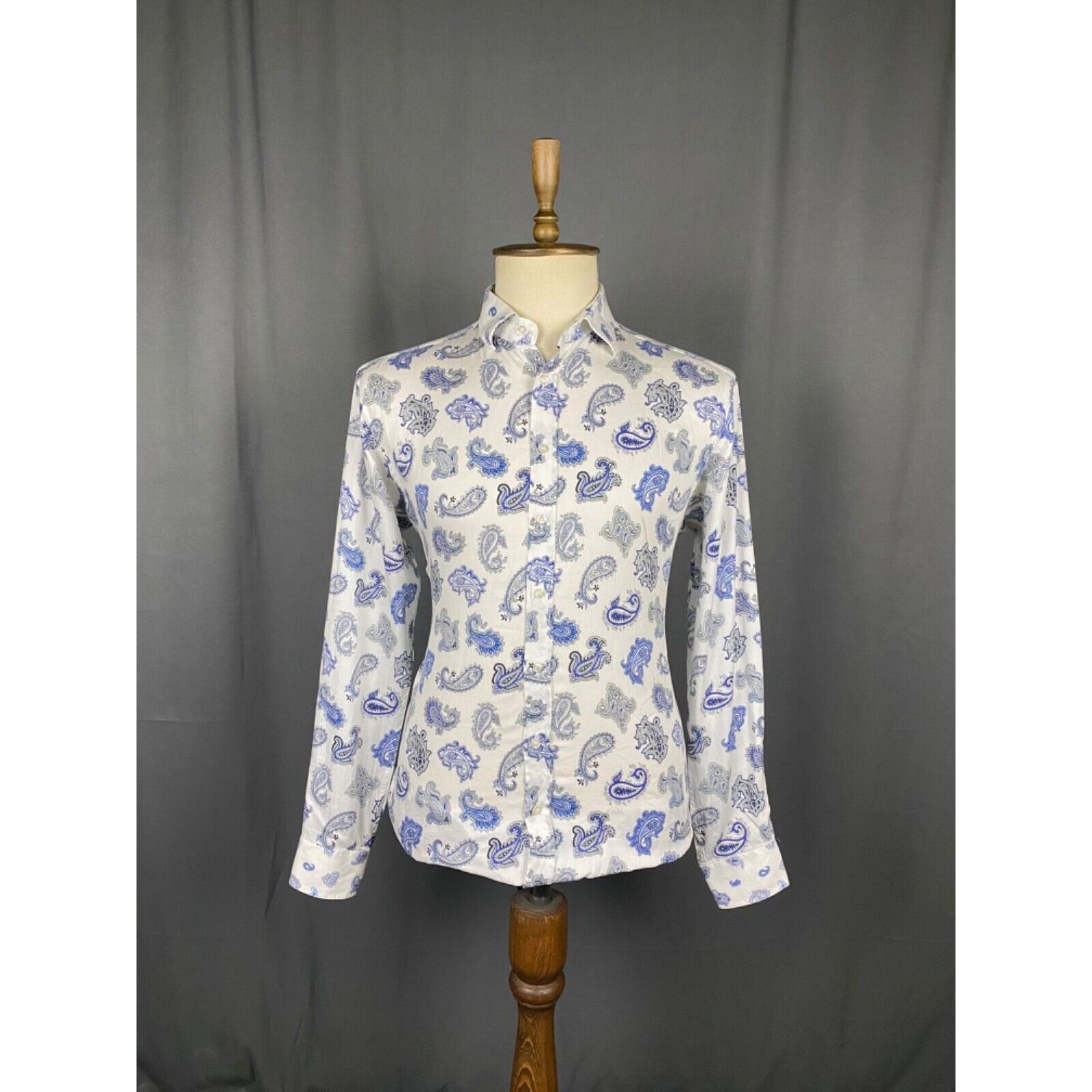 Etro Etro Paisley Men's White Blue Longsleeve Shirt Size 43 Size US L / EU 52-54 / 3 - 3 Thumbnail