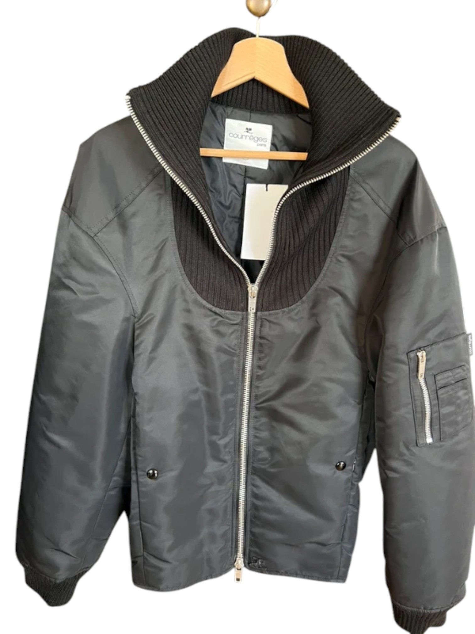Courreges Courrèges Cocoon Extra Rib Bomber Jacket Black c.2020s Size US M / EU 48-50 / 2 - 2 Thumbnail