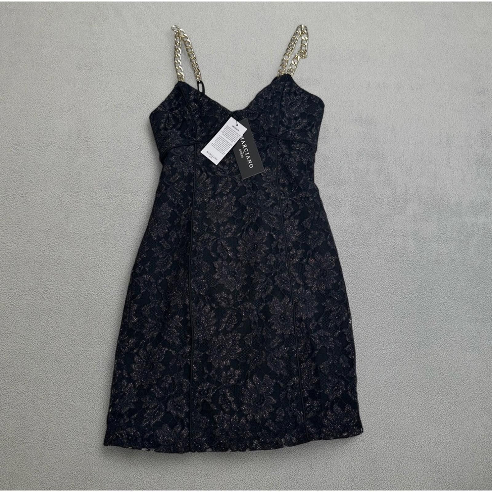 Other NWT Marciano Guess Mini Dress US 0 Black Gold Chain Strap Size XS / US 0-2 / IT 36-38 - 1 Thumbnail