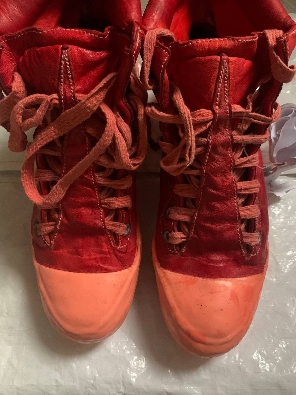 Carol Christian Poell Red Drip Leather Sneakers Size US 9.5 / EU 42-43 - 2 Thumbnail