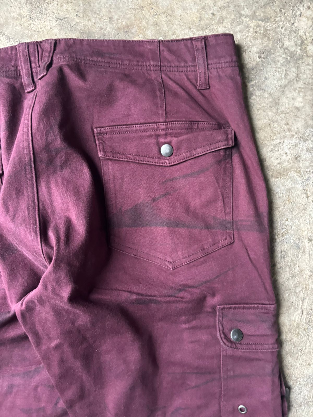 Japanese Brand 2000s Semantic Design Japan Red Wine Washed Cargo Pants Size US 37 - 11 Thumbnail