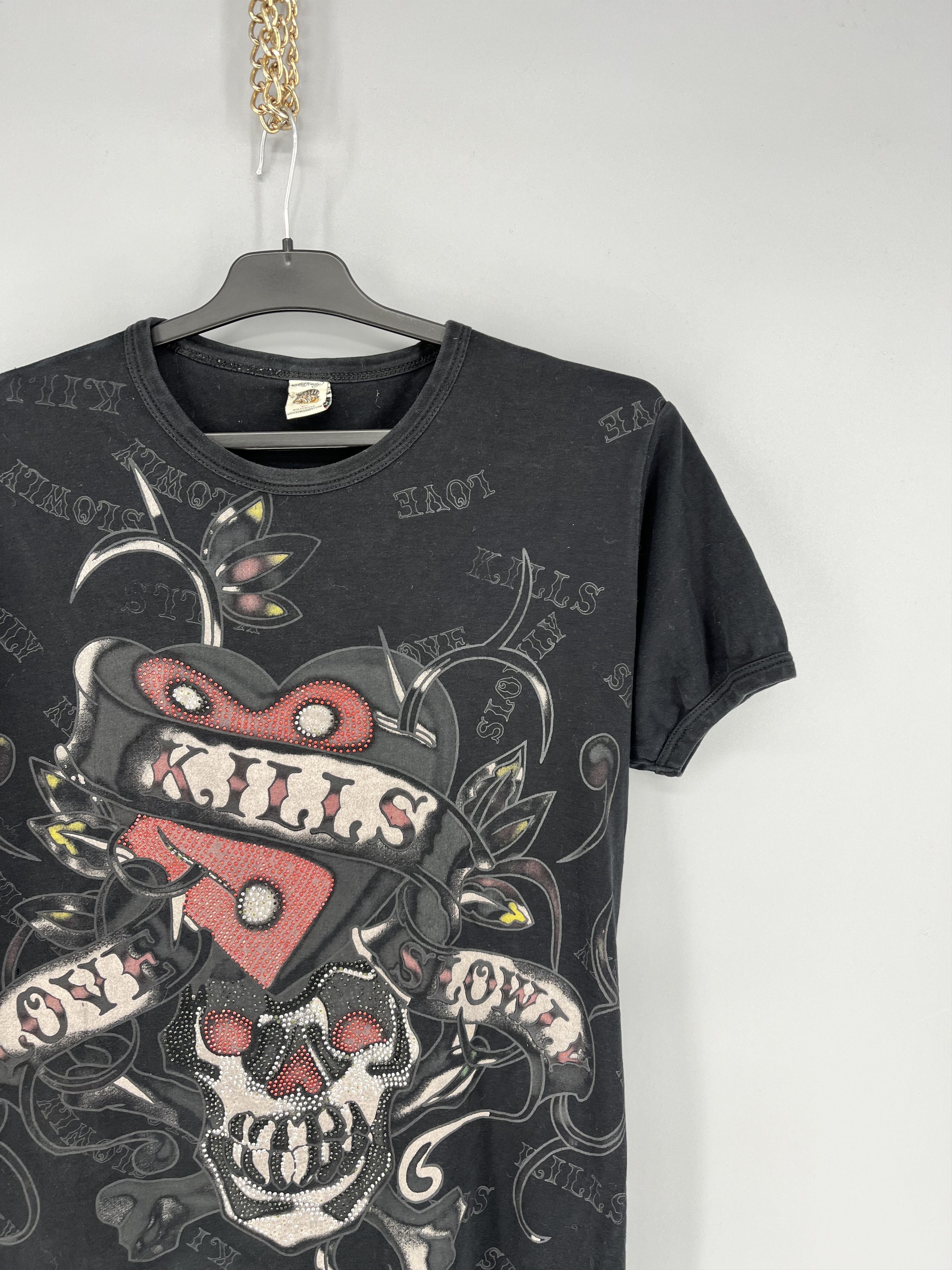 Affliction Vintage Y2K Christian Audigier Women’s Rhinestones T-Shirt Size L / US 10 / IT 46 - 5 Thumbnail