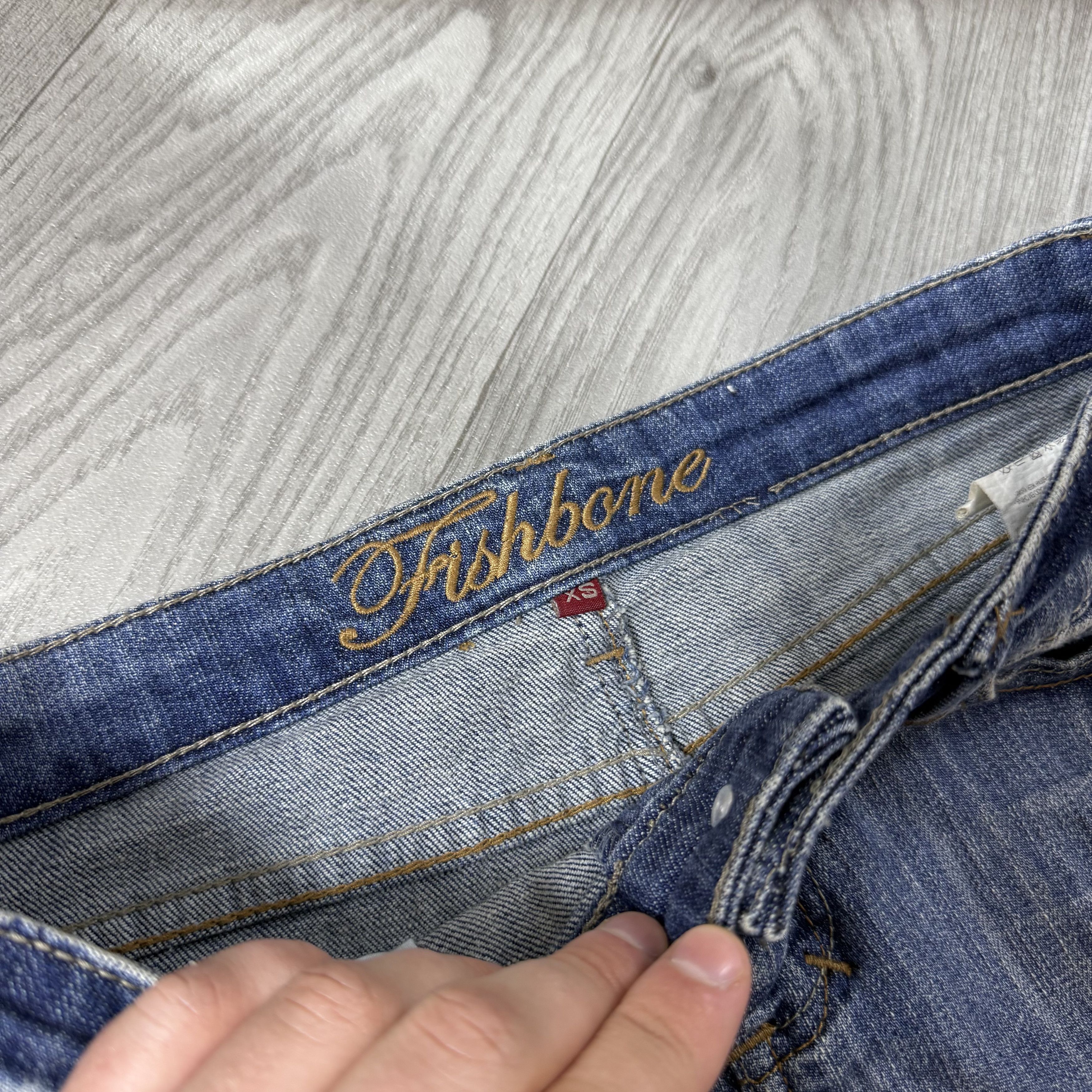 Vintage Vintage Fishbone Y2K Denim Faded Low Rise Blue Mini Skirt XS Size 24" / US 00 / IT 34 - 8 Thumbnail