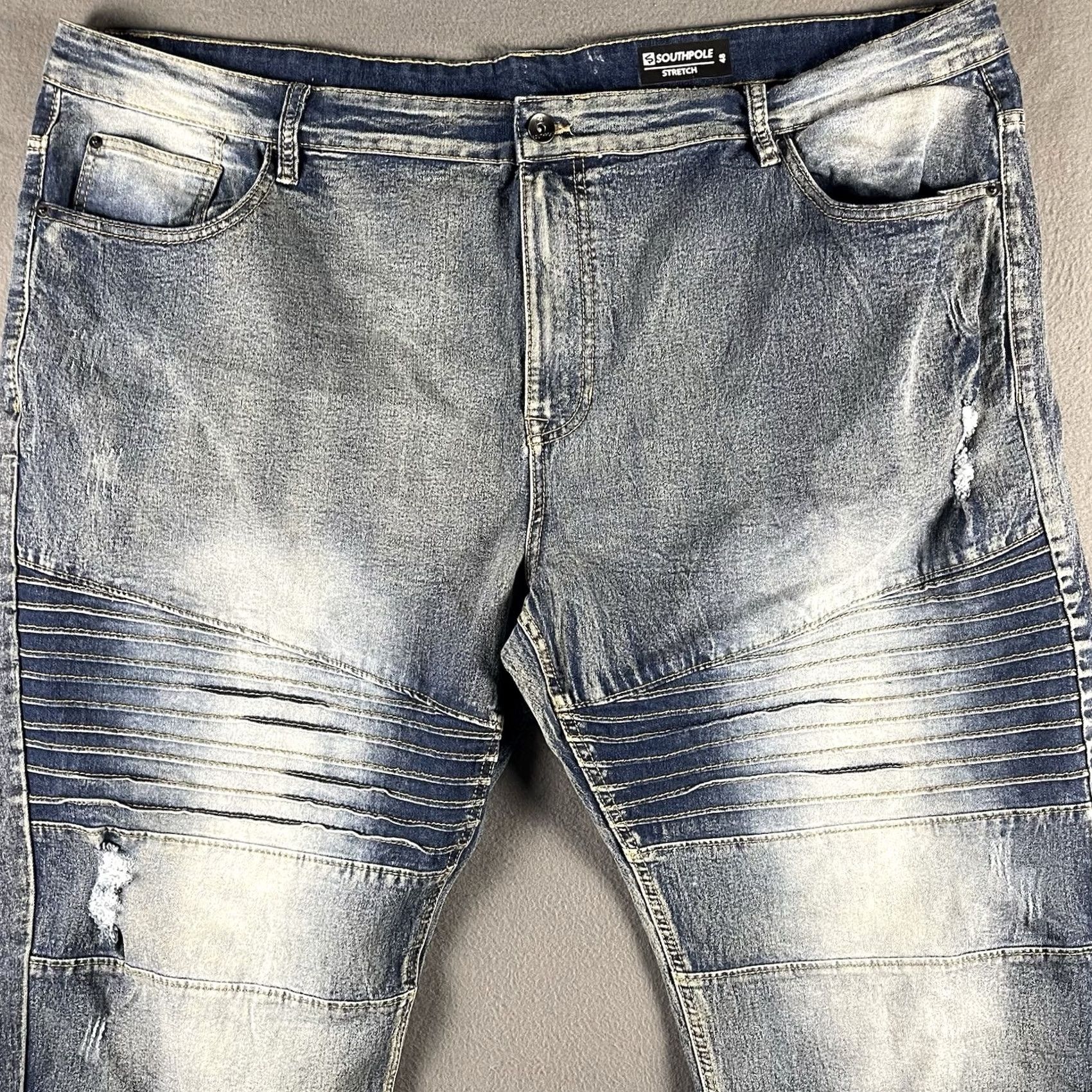 Southpole Southpole Jeans Men's 48 Stretch Acid Wash Distressed Moto 5-Pocket Denim Denim Shirt? Size US 32 / EU 48 - 2 Thumbnail
