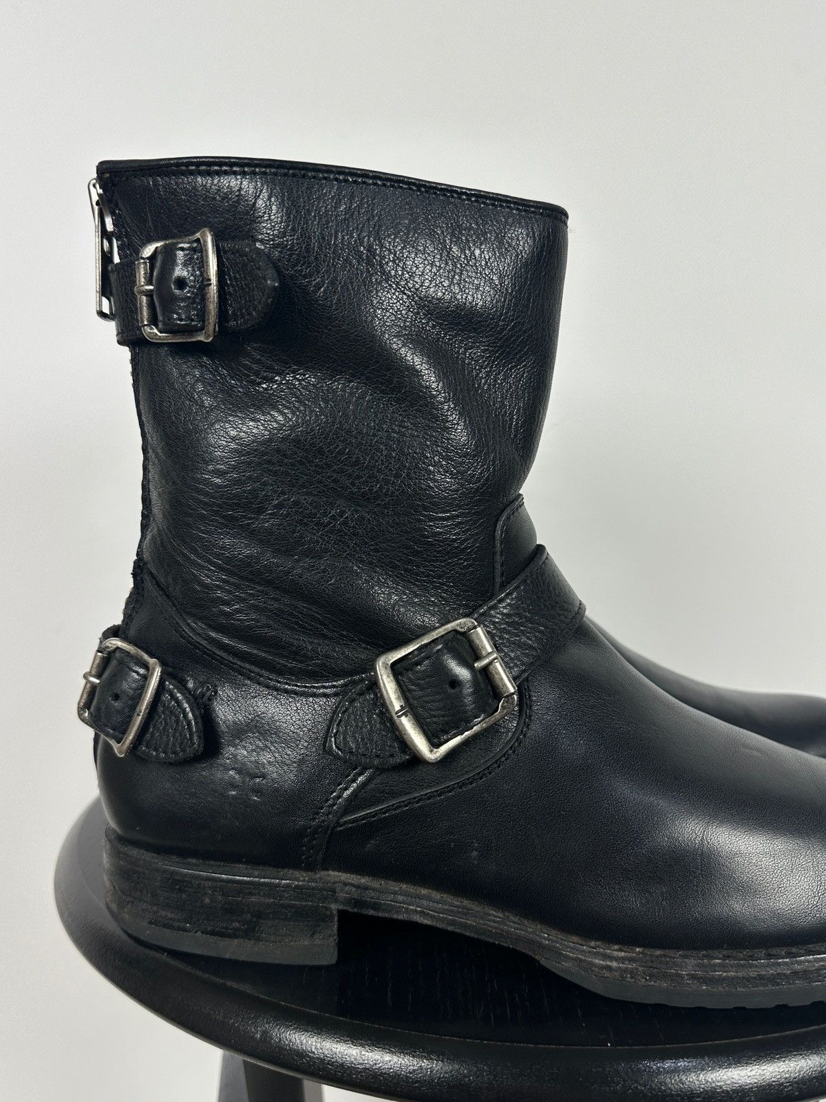Frye Frye Veronica Black Leather Back Zip Buckle Harness Boots Size US 8.5 / IT 38.5 - 15 Thumbnail