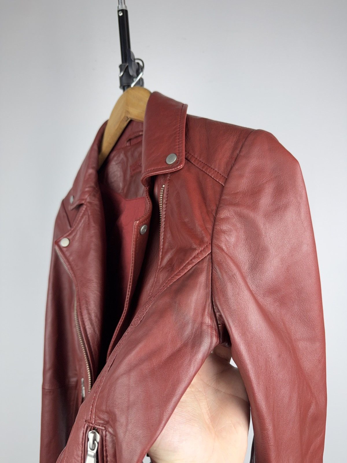 Genuine Leather Avant Garde 00s Red Leather Biker Moto Punk Rock Jacket Size S / US 4 / IT 40 - 9 Thumbnail