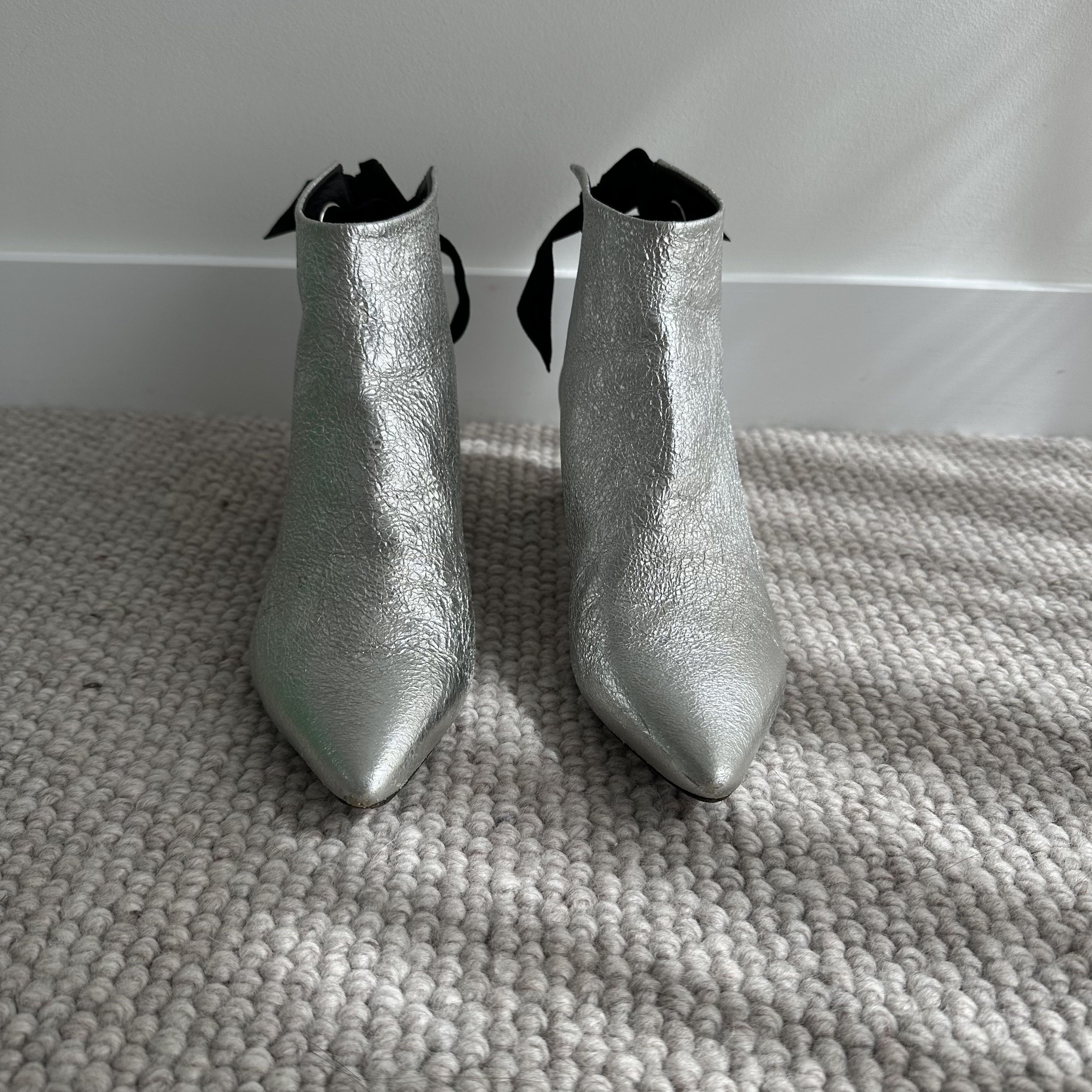 Proenza Schouler Proenza Schouler Spectra Silver Metallic Booties Size US 6.5 / IT 36.5 - 3 Thumbnail