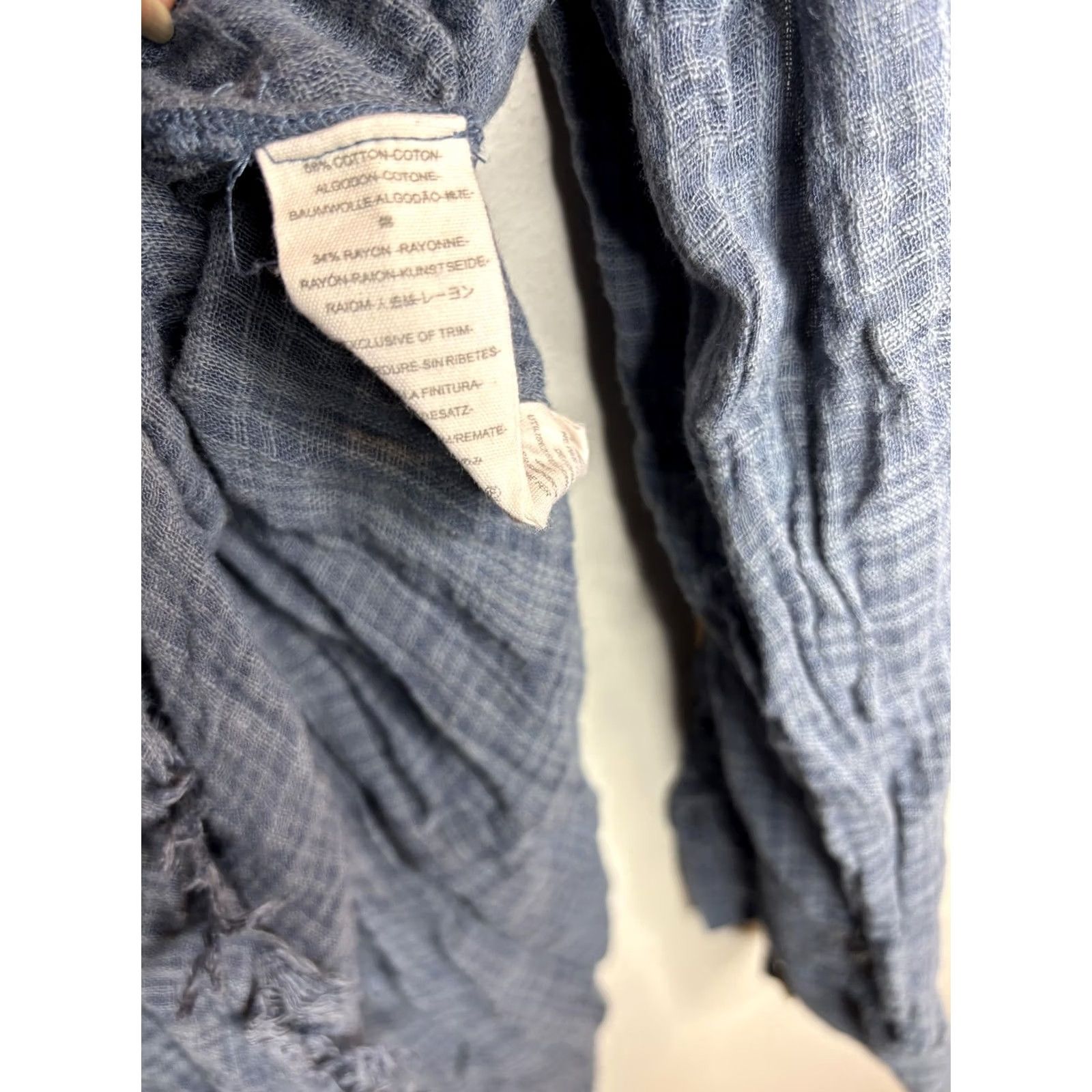 Free People VINTAGE Free People Shirt Plaid Boho Long Sleeve Lightweight Womens Small Frayed Hem Size S / US 4 / IT 40 - 5 Thumbnail
