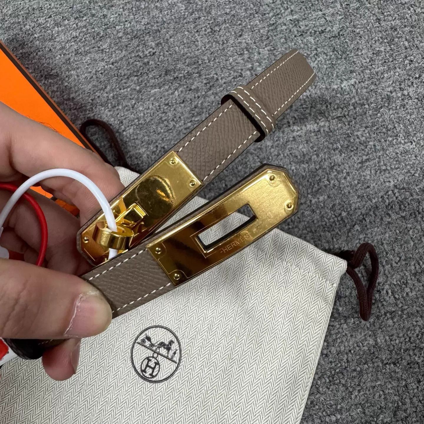 Hermes HERMES Etriviere Belt Brown Leather Gold H Buckle 99 Size ONE SIZE - 2 Thumbnail