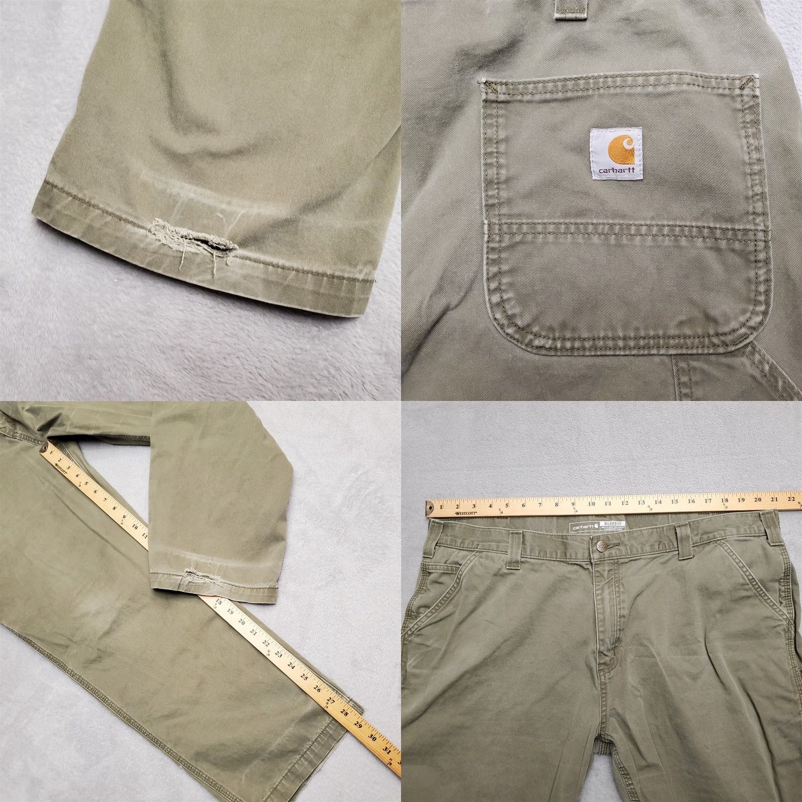 Carhartt Carhartt Pants Men 42x30 Green Twill Relaxed Carpenter Cargo Workwear B324 ARG Size US 42 / EU 58 - 9 Thumbnail