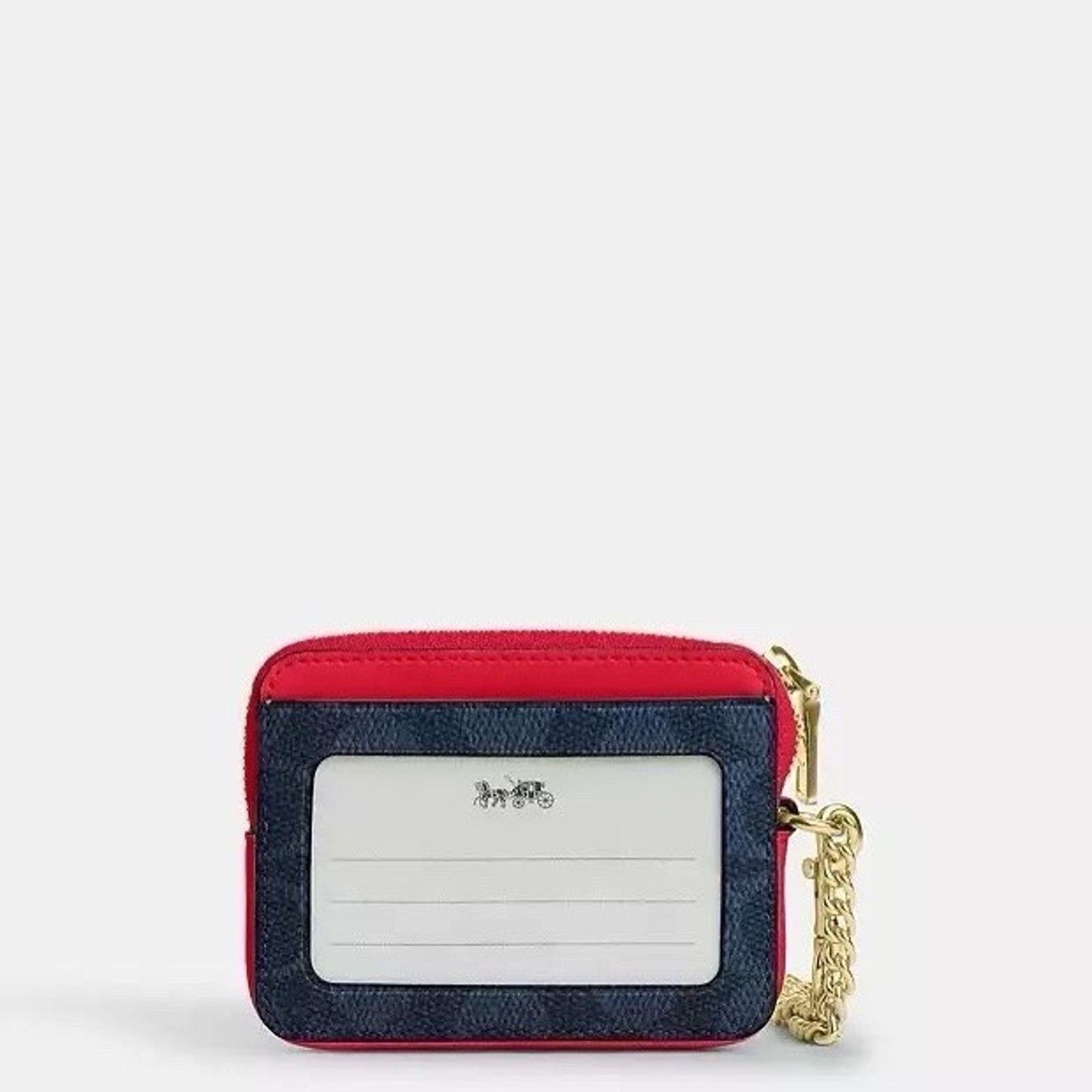 Coach NWT Coach CW883 Zip Card Case Canvas Denim/Bold Red Size ONE SIZE - 6 Thumbnail