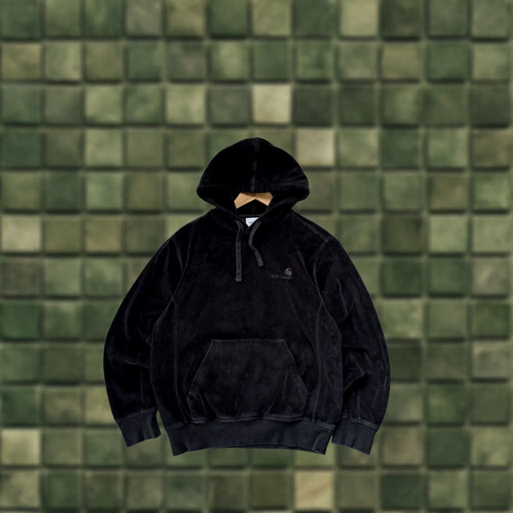 Carhartt Wip VINTAGE Carhartt WIP Velours Hoodie Pullover Black Mens S Hooded Logo Embroidered Casual USA Y2K Velours Hoodie Carhartt Hooded Size US S / EU 44-46 / 1 - 1 Thumbnail