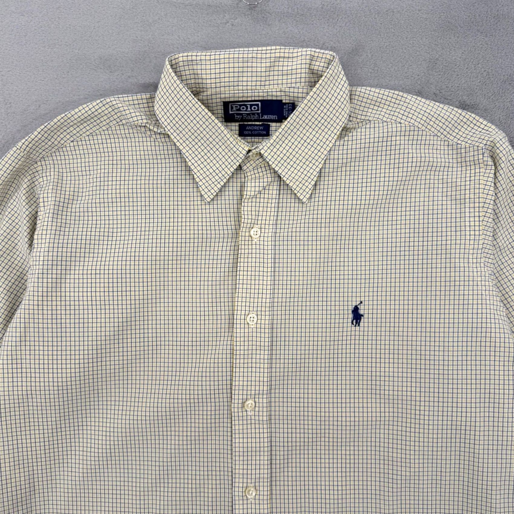 Polo Ralph Lauren Polo Ralph Lauren Andrew Check Button-Down Shirt Cotton Mens Large Yellow Blue Pattern, Button-Down Collar, Long Sleeve, Vintage? No, Regular Fit Size US L / EU 52-54 / 3 - 3 Thumbnail