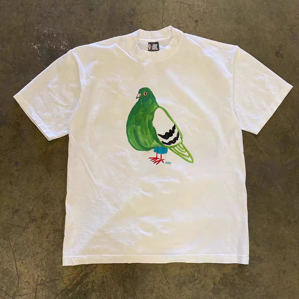 Vintage White Washed Vintage T-Shirt with Dove Print Size US M / EU 48-50 / 2 - 1 Thumbnail