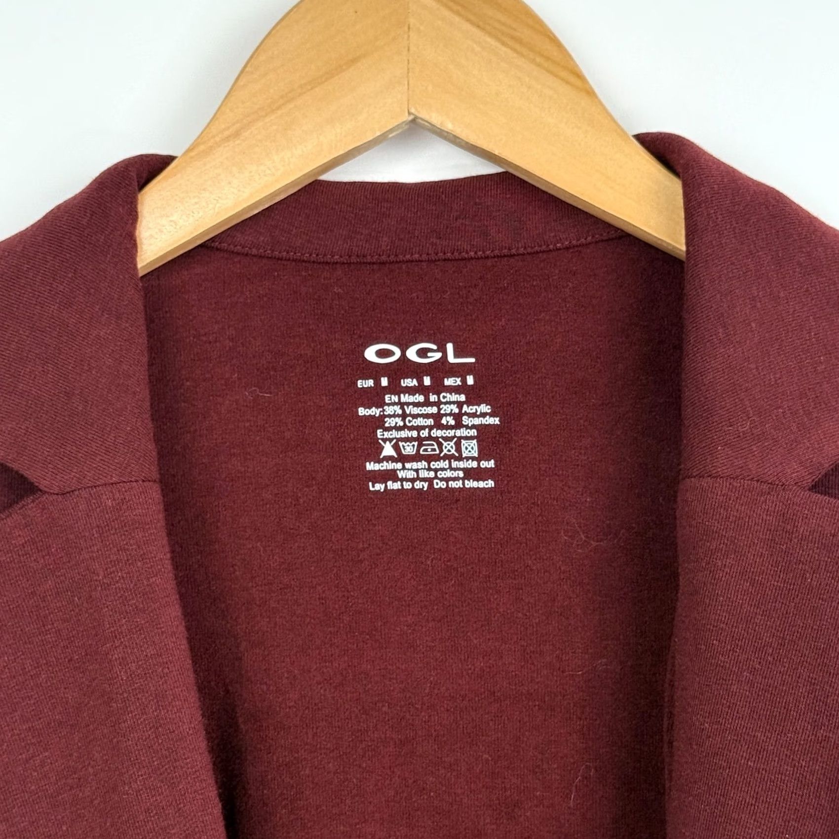 Vintage OGL Move Top Womens M Collared Surplice Knit Pleated Ruby Red Long Sleeve Size M / US 6-8 / IT 42-44 - 4 Thumbnail