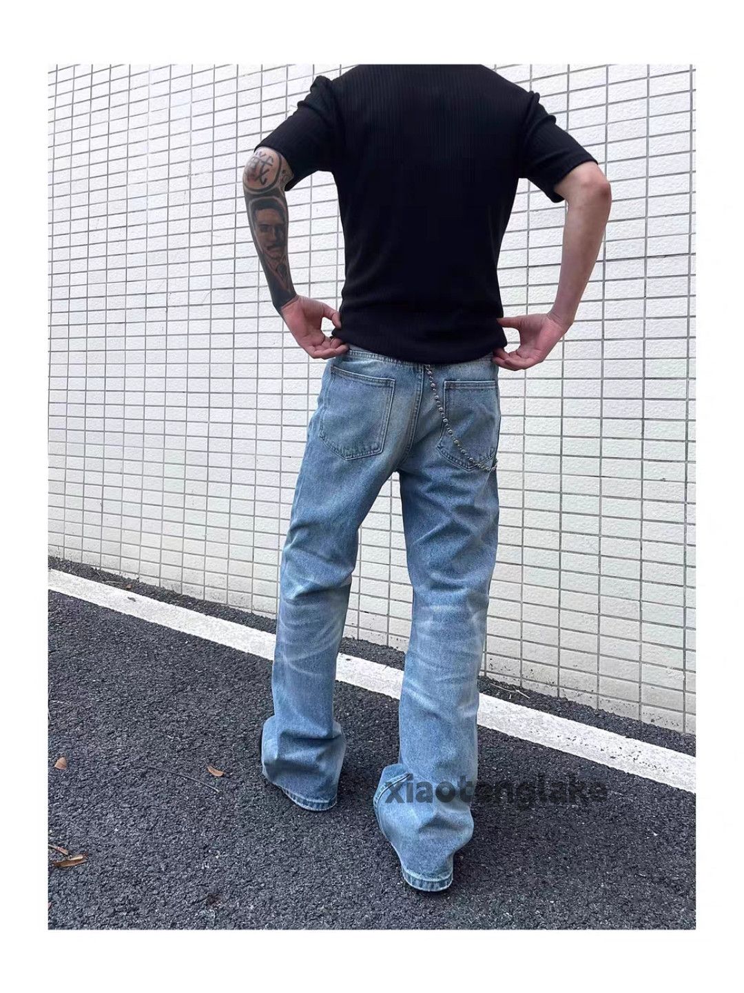 Jean Unisex washed faded cleanfit yuppie y2k punk jeans Size US 32 / EU 48 - 3 Thumbnail
