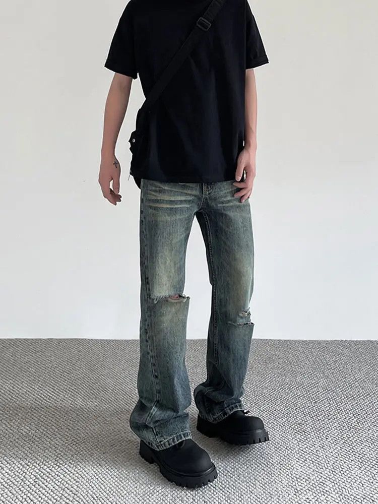 Japanese Brand Retro casual straight leg ripped jeans Size US 32 / EU 48 - 3 Thumbnail