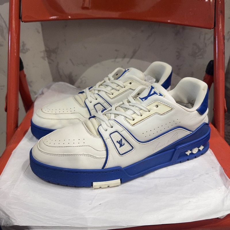 Louis Vuitton Louis Vuitton Trainer Sneakers in White and Blue -2508 Size US 8 / EU 41 - 1 Thumbnail