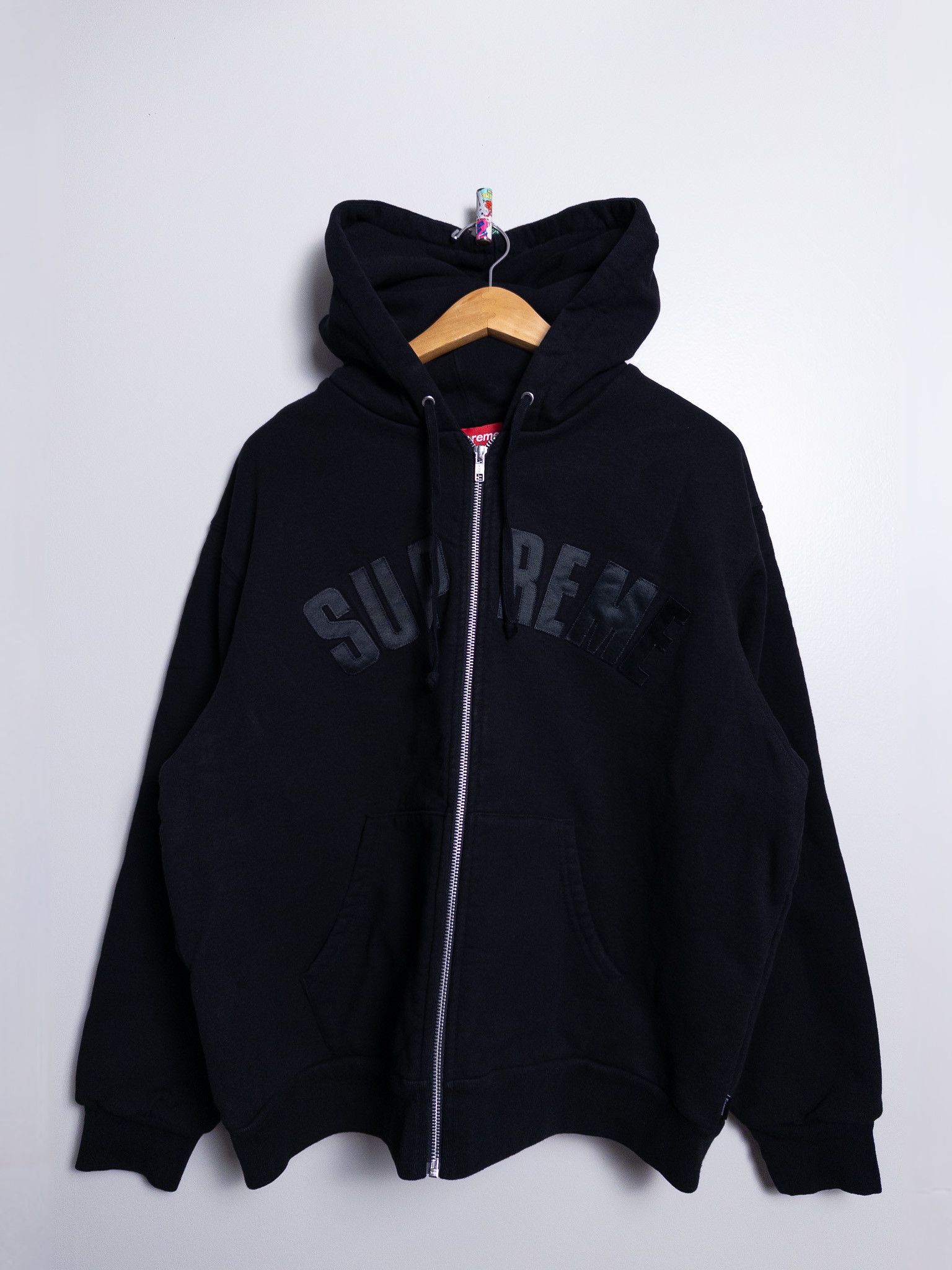 Supreme Supreme Navy Arch Logo Spell Out Thermal Zip Hoodie M