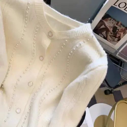 Japanese Brand White small fragrant knitted cardigan sweater Size S / US 4 / IT 40 - 4 Thumbnail