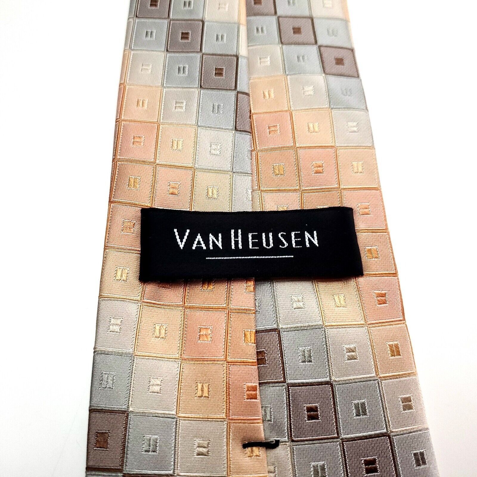 Van Heusen Van Heusen Silk Tie Peach Geometric Woven Size ONE SIZE - 3 Thumbnail