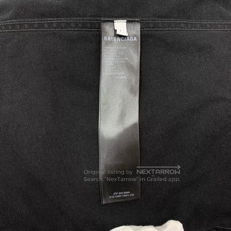 Balenciaga Balenciaga Black Washed Distressed Logo Letter Printed Cot Size US S / EU 44-46 / 1 - 8 Thumbnail