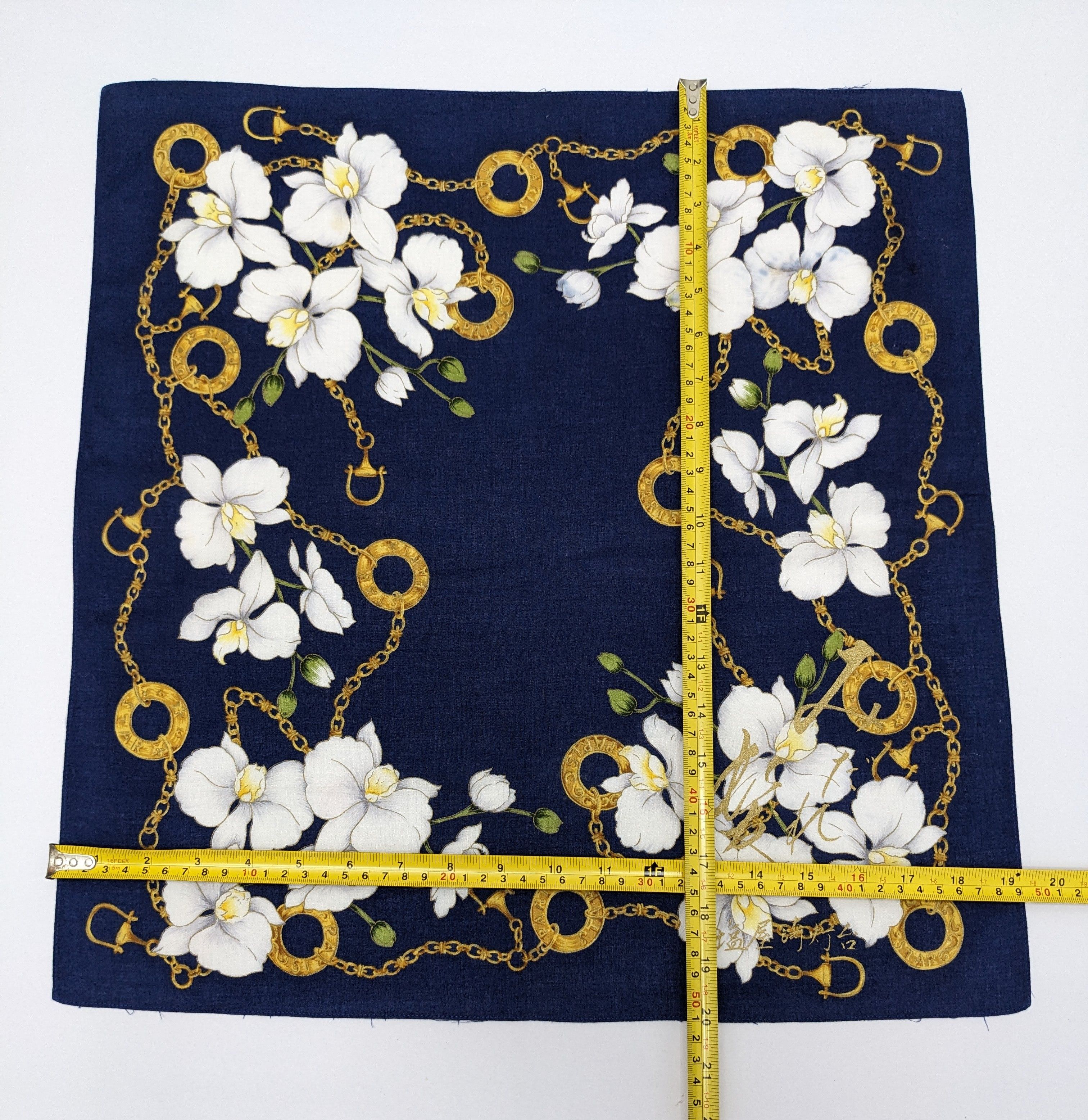 Japanese Brand Japanese Signed Equestrian Handkerchief Gold Horsebits Size ONE SIZE - 4 Thumbnail
