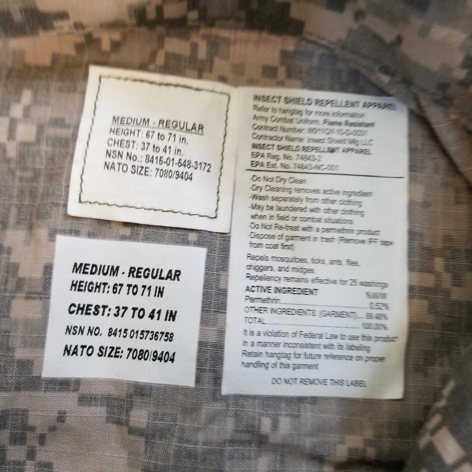 Other US Army Combat Jacket W/ Insect Shield Men's Medium Camo Size ONE SIZE - 3 Thumbnail