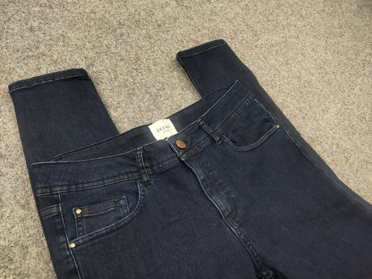 Sezane Sezane Design Dark Blue cotton Blend Slim Fit Denim Jeans Size 32" / US 10 / IT 46 - 9 Thumbnail