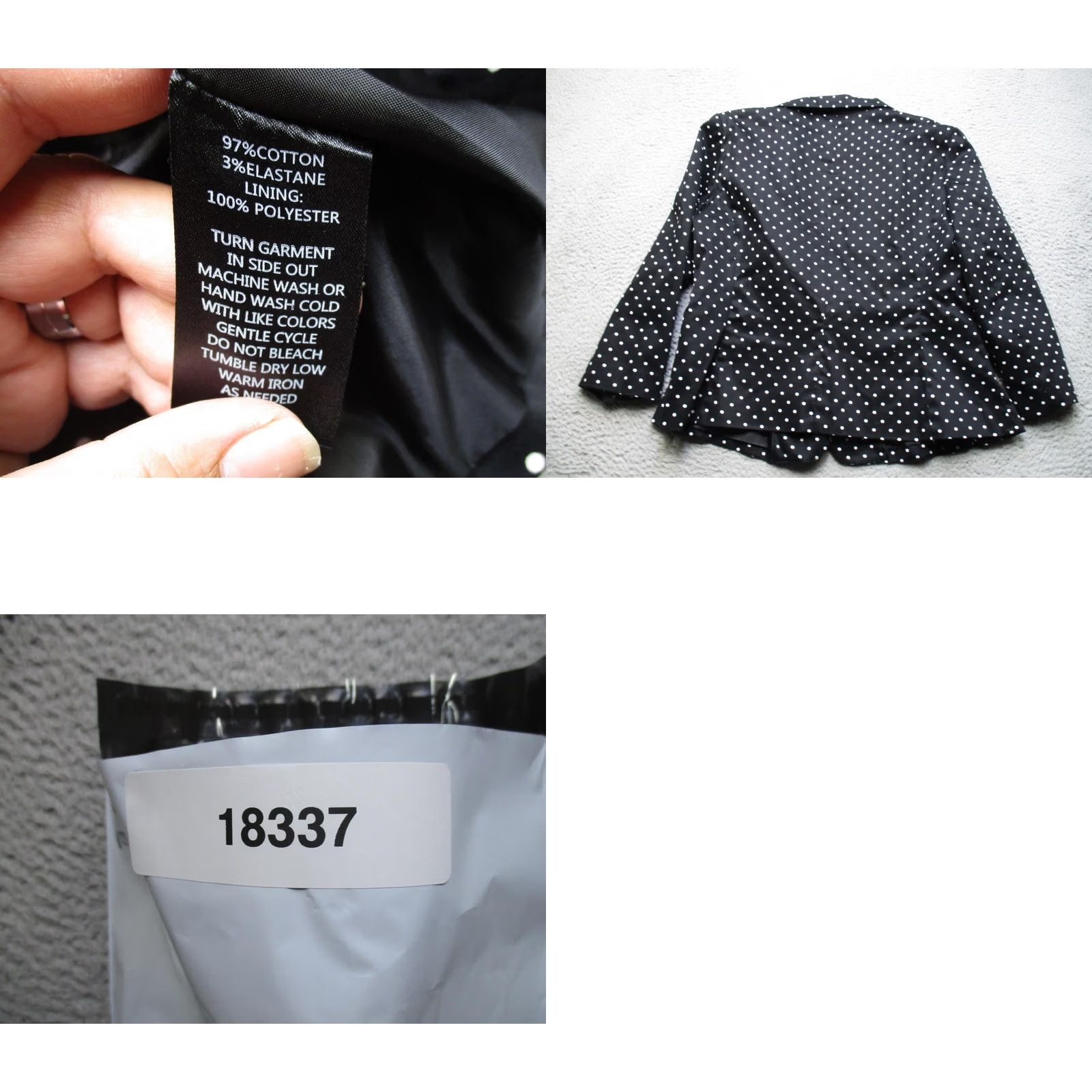 Sandro Sandro Studio Blazer Womens XL Black Polka Dot Button Stretch Jacket Size XL / US 12-14 / IT 48-50 - 9 Thumbnail