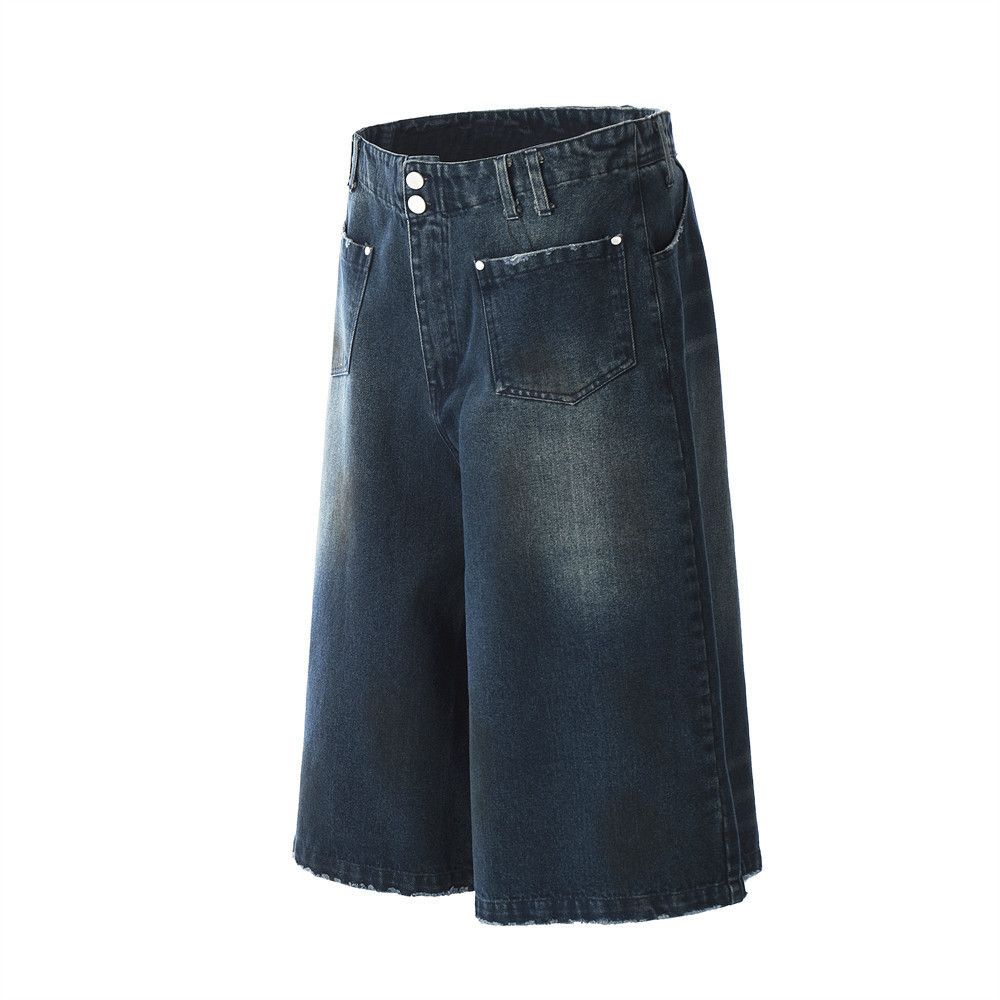 Japanese Brand × Jean Men's loose distressed washed straight denim shorts Size US 32 / EU 48 - 2 Thumbnail
