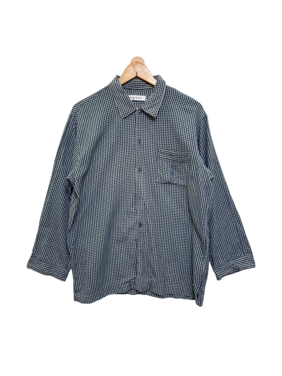 Yves Saint Laurent YSL Flannel Logo Shirt Size US L / EU 52-54 / 3 - 1 Thumbnail